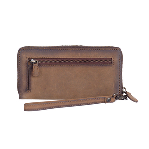 Cartera de mano tipo pulsera para mujer Oil Pull Up, de cuero genuino, con bloqueo RFID, cremallera completa, tarjetero y monedero, forro de PVC vintage - Product Image 1