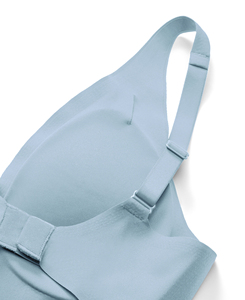 Premium Quality Women's Seamless Deep V-Neck Sports <b>Bra</b> Spaghetti Strap Solid Light <b>Blue</b> Medium Support Yoga Wear XL Size - Product Image 4