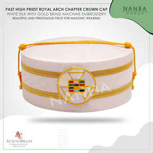 Gorra de Corona para Antiguo Sacerdote del Capítulo del Arco Real |   Gorra Masónica Blanca con Corona |   Gorra de Regalia con Bordado a Máquina de Trenzas Doradas |   Masones - Product Image 2