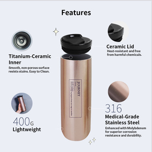 Termo de Doble Pared de 24 oz, Botella Portátil de Acero Inoxidable SUS 316 con Revestimiento de Cerámica de Titanio, Tapa de Silicona con Giro, Estilo Minimalista - Product Image 3