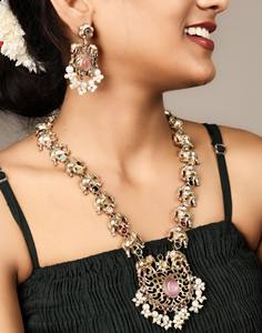 Joyería india de plata oxidada de dos tonos hecha a mano, conjunto de joyería nupcial india, conjunto de collar, regalo de joyería india para ella - Product Image 4