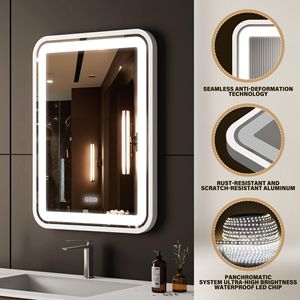 Smart LED Bathroom <b>Vanity</b> Mirror with Light 32x24 Wall-mounted Frame <b>Makeup</b> Mirror Dimmable 3 Color Temperature [U] - Product Image 2