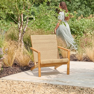 Ensemble de jardin contemporain en rotin 2 places avec table basse, mobilier d'extérieur résistant aux intempéries, structure en teck - Product Image 3