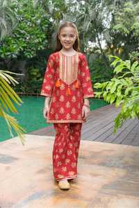 Customized <b>Kids</b> Summer Party Dresses Attractive Indian Style Shalwar Kameez Suits Embroidered Lawn Casual Womens dresses - Product Image 5
