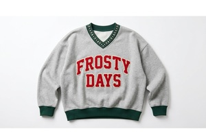 Holiday State <b>V</b> <b>Neck</b> <b>Sweatshirt</b> <b>Women</b> Full Sleeve Knitted Cotton Letter Print Winter Seasonal Design - Product Image 3