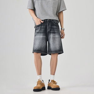 Shorts en jean délavé vintage pour hommes et femmes, coupe ample, style streetwear décontracté, été, jambe large, unisexe - Product Image 2