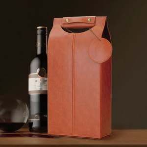 Porte-bouteille de vin en cuir gaufré Salva, teint uni, 140g, pour une seule bouteille, avec poignée, étui de voyage portable - Product Image 5