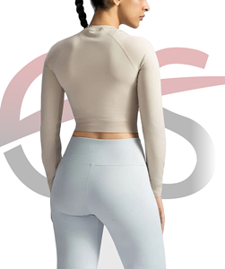 Women Long Sleeve <b>Crop</b> Custom <b>Crop</b> <b>Top</b> Slim Fit Plain <b>Crop</b> <b>Top</b> for Women - Product Image 2