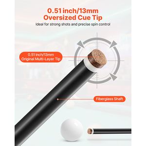 Stecca da Biliardo in Fibra di Vetro e Titanio da 58 Pollici, 21 Oz, con Giunto in Alluminio e Punta Multistrato - Product Image 3