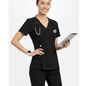 Ensemble de pantalon et haut médical unisexe à fermeture latérale, uniforme d'hôpital, tissu en spandex/coton pour les professionnels de la santé - Product Image 1