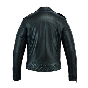 Veste de motard en cuir véritable pour homme, coupe ajustée, fermeture éclair, col rabattable, style moto, imperméable et respirante pour l'hiver - Product Image 4