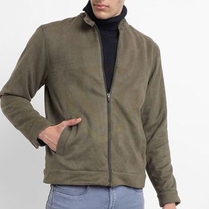 OEM Men's <b>Suede</b> Leather <b>Jacket</b> with Stand Collar and Front Logo Waterproof Reversible <b>Suede</b> Leather Winer <b>Jacket</b> - Product Image 3