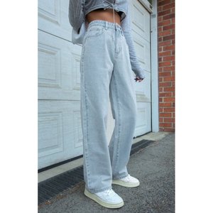 Luxury Womens High Waist Wide Leg Ice Blue <b>Denim</b> <b>Jeans</b> Relaxed Fit <b>Soft</b> Stretch Eco Friendly Durable Plating Breathable Size - Product Image 2