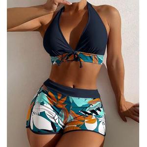 Ensemble de bikini à imprimé tropical pour femmes, avec short taille haute, maillot de bain extensible deux pièces, vêtements de plage - Product Image 6