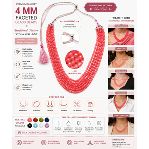 Collar Shree Ambikanath de Plata con Cuentas Facetadas de 4mm, Ajustable, Estilo Moderno, Unisex, para Regalo - Product Image 5