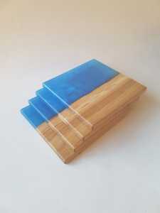 Premium Artisan Acacia Wood & <b>Epoxy</b> River <b>Resin</b> Coaster Set Decorative Beverage Coasters for Dining <b>Table</b>, Kitchen & Living - Product Image 2