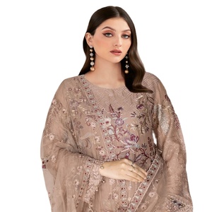 Oferta con Descuento: Trajes Anarkali de Lujo con Bordado Tradicional Indio para Fiestas, Salwar Kameez de Chifón de Alta Calidad para Mujer - Product Image 1