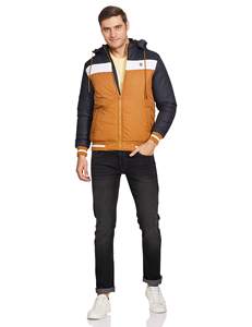 Blousons matelassés décontractés en toile pour homme, motif lettres, à capuche, coupe-vent, rembourrés en polyester/coton, pour l'hiver et les températures froides - Product Image 2