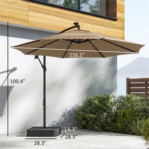 Ombrellone Solare da Esterno Color Tan con Base per Terrazze, Cortili e Giardini - Product Image 6