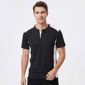 T-shirt à manches courtes pour homme, noir et blanc, style décontracté, col rond, tricoté, respirant, haute qualité, marque personnalisée OEM - Product Image 4