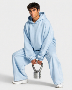 OEM <b>Men's</b> Custom Contrast <b>Line</b> Oversized Premium Quality Cotton <b>Fleece</b> <b>Trouser</b> Wide Leg Back Pocket Sweatpants <b>Men's</b> <b>Trouser</b> - Product Image 4