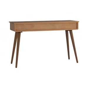 Premium <b>Walnut</b> Colour Small Console <b>Table</b> Entryway <b>Table</b> in 2 Drawers Storage with Round Corner for Apartment Bedroom Use - Product Image 4