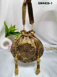 Pochette de soirée vintage portable en lin écologique durable avec fermeture magnétique, ornée de paillettes et de rayures de perles scintillantes, idéale pour mariage et fête - Product Image 6