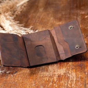 Personalized Vintage Style Tri-fold RFID Leather Wallet <b>Small</b> <b>Man</b> <b>Gift</b> With Him Open Closure Triple Folded-TDW-0043B - Product Image 4