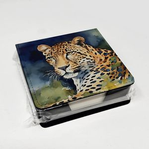 Portablocco in Pelle PU con Motivo Leopardato, Design Artistico, Accessorio da Scrivania e Regalo per l'Ufficio, Magnete per Frigorifero per Organizzazione e Stile - Product Image 4