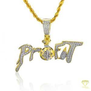 Luxury " PROFIT " <b>Name</b> Pendant Moissanite Diamond Hip Hop Chain <b>Custom</b> Letter <b>Necklace</b> Bling Jewelry For Men - Product Image 2
