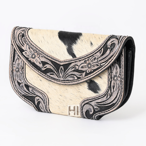 Portefeuille Trifold Tendance en Cuir de Vachette Fait Main avec Protection RFID, Portefeuille Pochette Façonné à la Main avec Poils pour Femme - Product Image 4