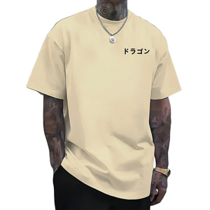 High Quality 100% <b>Combed</b> Heavy Cotton Men's T-Shirt Wholesale Streetwear Tee With Custom Screen Printed Logo Drop Shoulder - Product Image 2