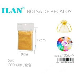 Sacchetti Regalo in Organza Ilan 9x12 Cm 6 Pezzi Colore Oro per Matrimoni e Feste - Product Image 2
