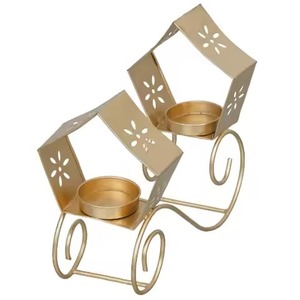 Metal <b>Christmas</b> <b>Tree</b> Tealight Holder with Star <b>Top</b> on Wooden Base for Holiday Home Decoration - Product Image 5
