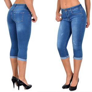 Jeans ajustados de mezclilla para mujer, de cintura alta, con logo personalizado, color personalizado, transpirables, de algodón, estilo urbano - Product Image 4