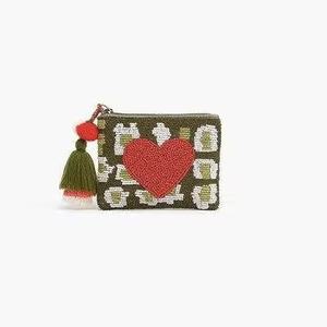 Porte-monnaie en tissu brodé de perles en forme de cœur Crystal Craft, taille et couleur personnalisables, pochette textile faite à la main, acceptant le logo personnalisé - Product Image 3