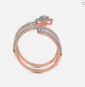 Unisex Geometric Cocktail <b>Ring</b> <b>Set</b> Lab Grown Diamond Pave Setting 14K <b>Gold</b> Plated Stainless Steel IGI Certified Hiphop Style - Product Image 3