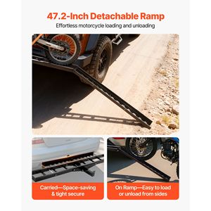 Portamoto da Gancio Traino in Acciaio Rinforzato con Capacità di 227 kg, Rampa da 119 cm e Cinghie di Fissaggio a Cricchetto Stabilizzanti - Product Image 4