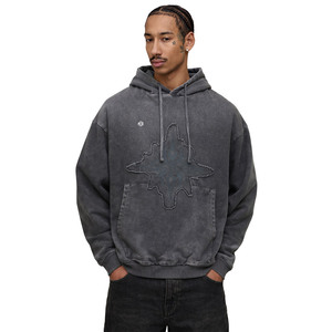 เสื้อฮู้ดดี้ผู้ชายผ้าคอตตอนย้อมสีแบบแอซิดวอช  ลายกราฟิกสตรีทแวร์  งานปักคุณภาพสูง  ออกแบบได้ตามสั่ง  น้ำหนักมาก  ขายส่ง - Product Image 4