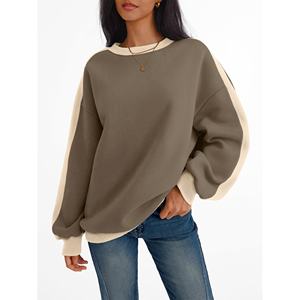 OEM Design personnalisé sweats pour femmes 100% coton uni couleur unie surdimensionné décontracté manches longues haut pour l'hiver - Product Image 1