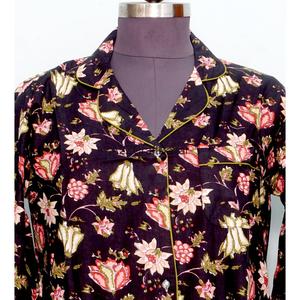 เสื้อเชิ้ตยาวทรงคิโมโนผ้าฝ้ายแท้ 100% สำหรับงานกลางคืน/งานทางการ ลายดอกไม้ คอวี แขนสามส่วน เปิดด้านหน้า สำหรับผู้หญิง - Product Image 3