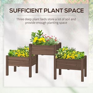 3 Tier 73\" X 18\" X 32\" Raised Garden Bed with Three Elevated <b>Planter</b> <b>Boxes</b> for Vegetables Herbs and Flowers Coffee <b>Planters</b> - Product Image 6