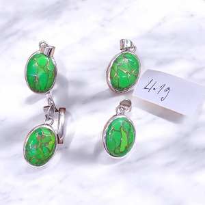 Colgantes de Turquesa Verde Natural y Dijes de Plata de Ley 925, Joyería al Por Mayor - Product Image 2