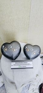 Brass White Heart <b>Pet</b> <b>Urn</b> Golden Silver Paws American Style Handmade Eco-Friendly Durable 200-220 Cubic Inch Capacity Cremation - Product Image 6