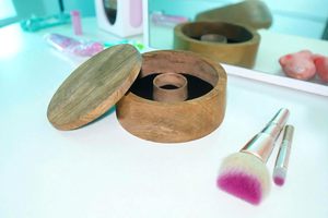 Wooden Round Jewelry Box with Velvet Cloth & Special Ring Slot in Center With Ring Slot - Product Image 3