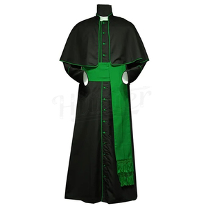 Soutane de prêtre personnalisée noire à manches longues en polyester brodé, style européen, uniforme de clergé toutes saisons, haute qualité, OEM - Product Image 1