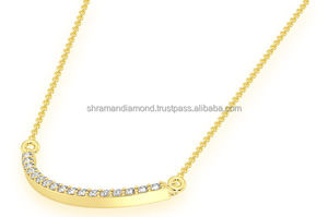 SHRAMAN DIAMOND Colgante de Moda para Mujer con Barra Curva Personalizada, Diamante Cultivado en Laboratorio de Corte Brillante, Chapado en Oro sobre Plata 925 - Product Image 2