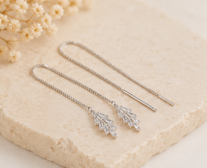 Pendientes Largos de Plata de Ley 925 con Cadena, Pendientes de Hilo Sui Dhaga, Joyería Minimalista de Moda para Mujer - Product Image 1