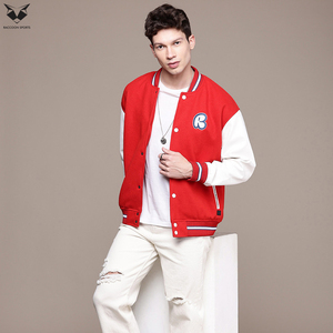 Wholesale Rate Breathable Customized Logo Print Unique Design <b>Button</b> Front Fashion Outer Wear Product Varsity Jacket For Men - Product Image 2