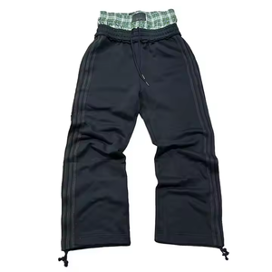 Hot Selling Basic Straight Leg <b>Sweatpants</b> Men Custom Striped Side <b>Oversized</b> Wide Leg Track Pants Raw Hem Jersey Flare <b>Sweatpants</b> - Product Image 2